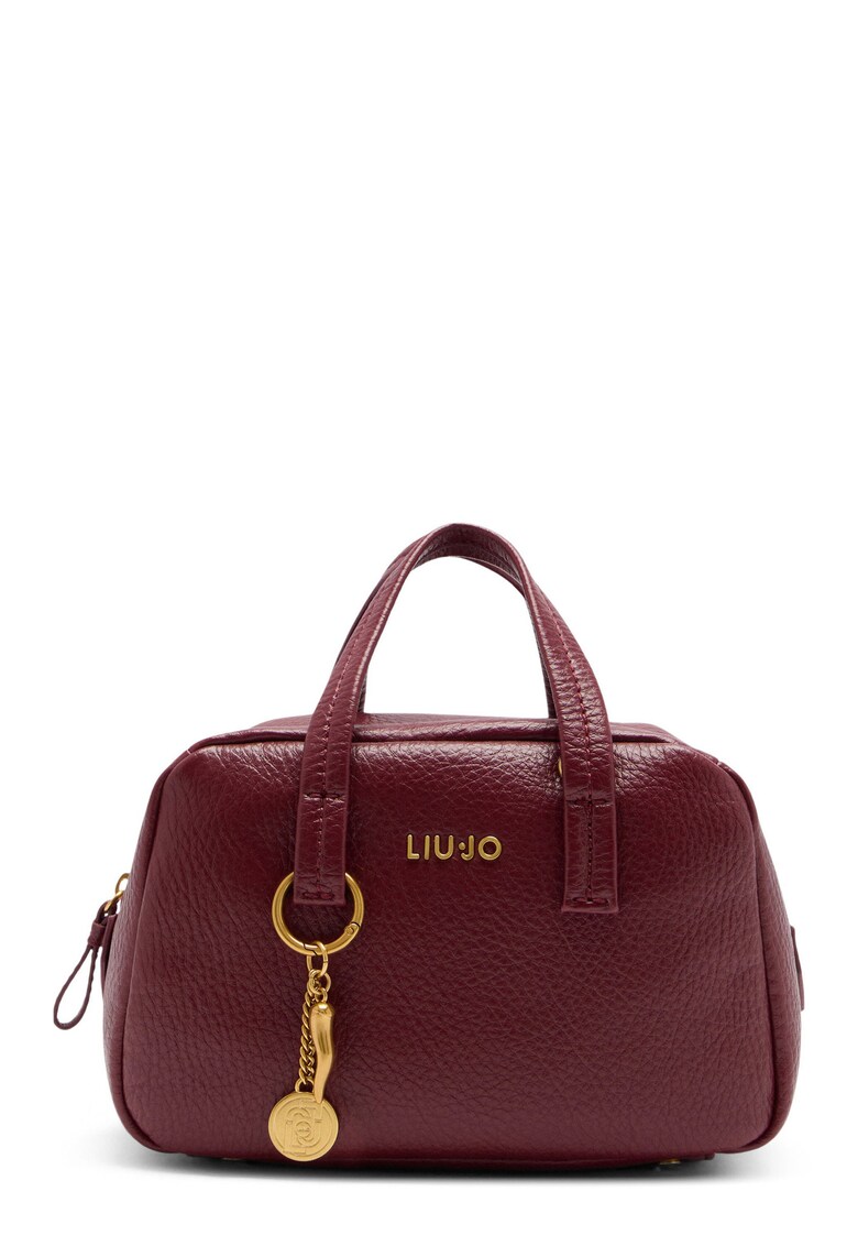 Geanta crossbody de piele ecologica cu accesoriu logo - Maro cognac