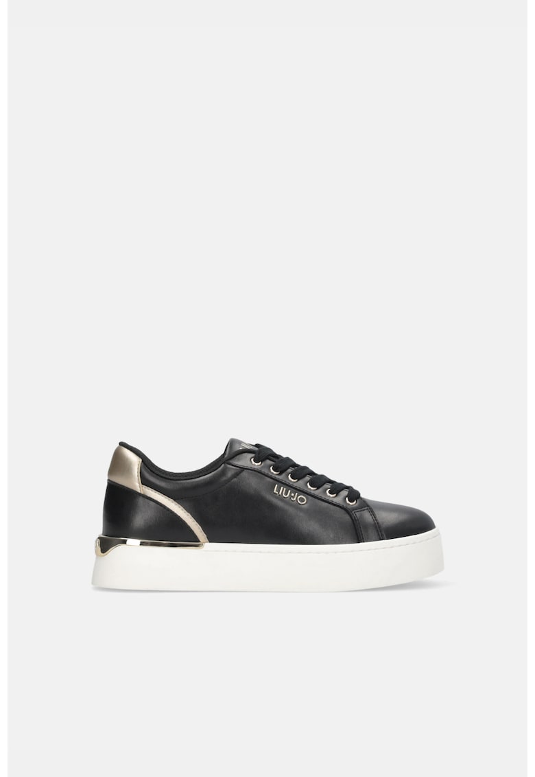 Pantofi sport de piele cu detalii metalice - Auriu/Negru