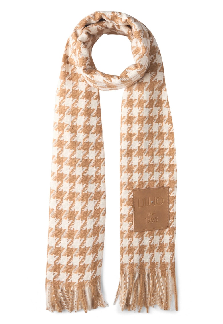 Fular in carouri cu franjuri - Maro camel