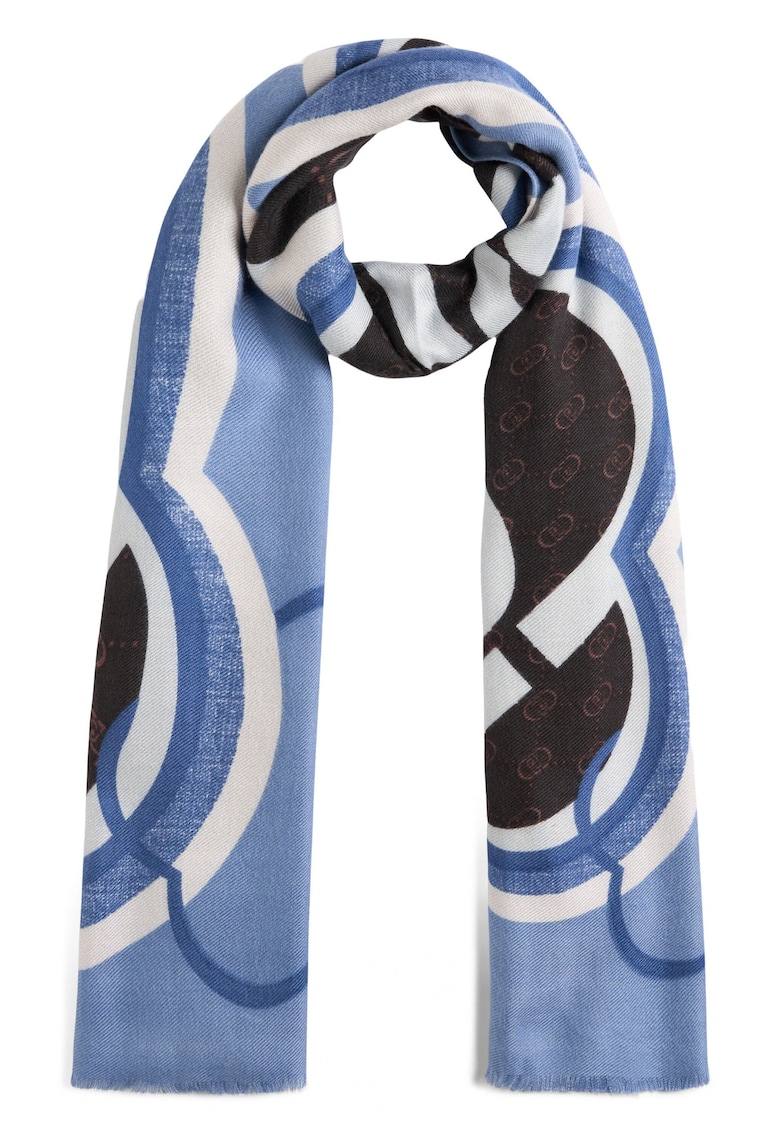 Esarfa cu imprimeu logo - Albastru deschis