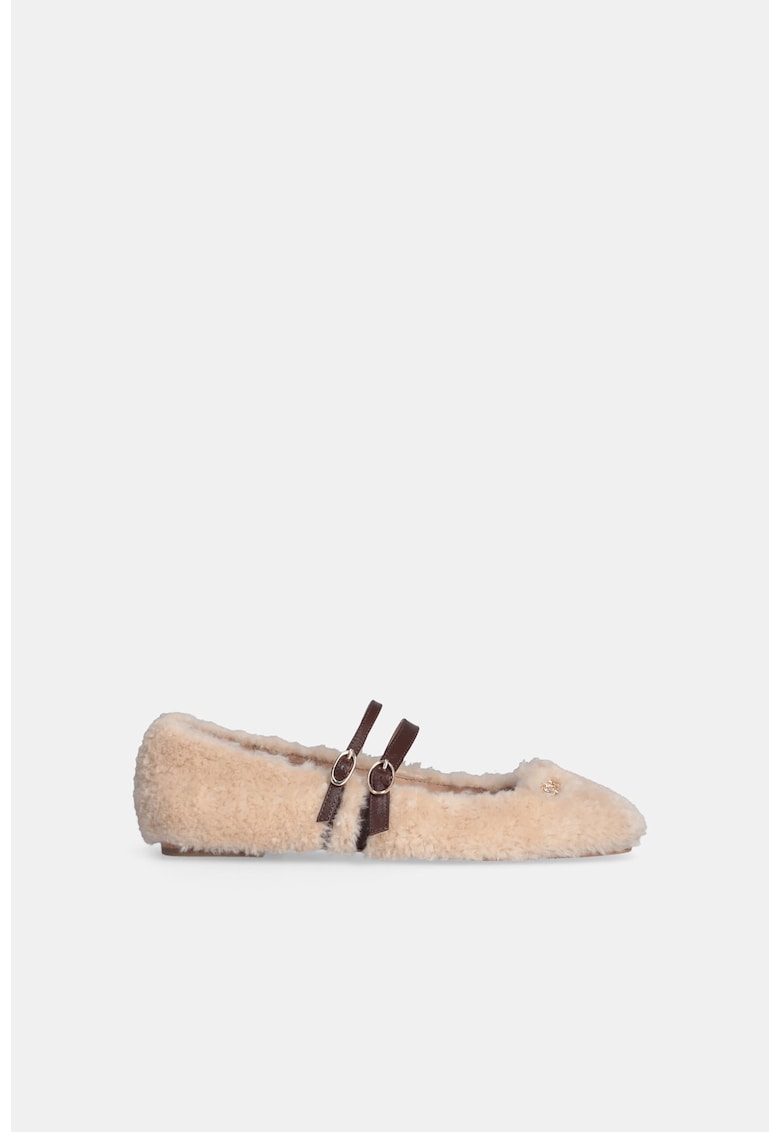 Balerini cu design shearling - Bej deschis