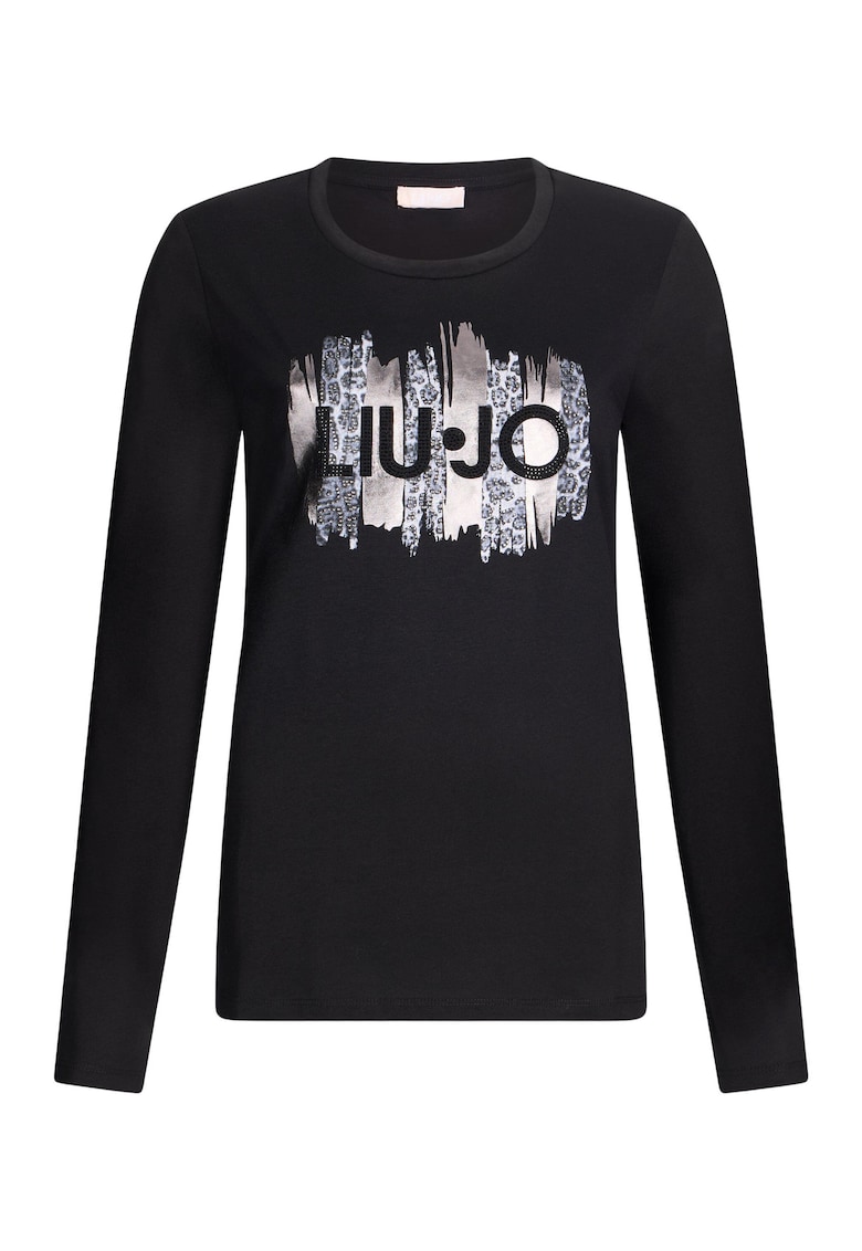 Bluza cu maneci lungi si imprimeu logo - Negru/Gri