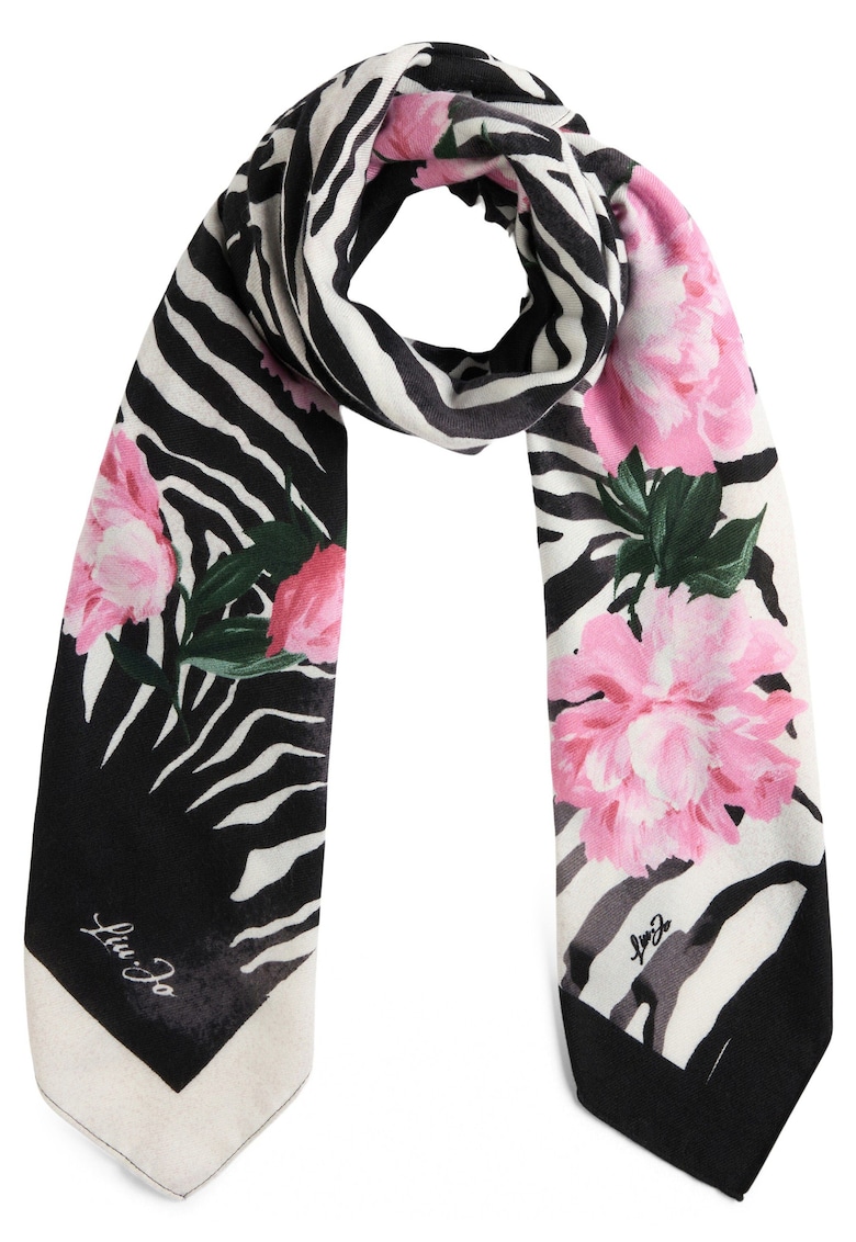 Liu Jo Esarfa cu model floral - Negru/Roz
