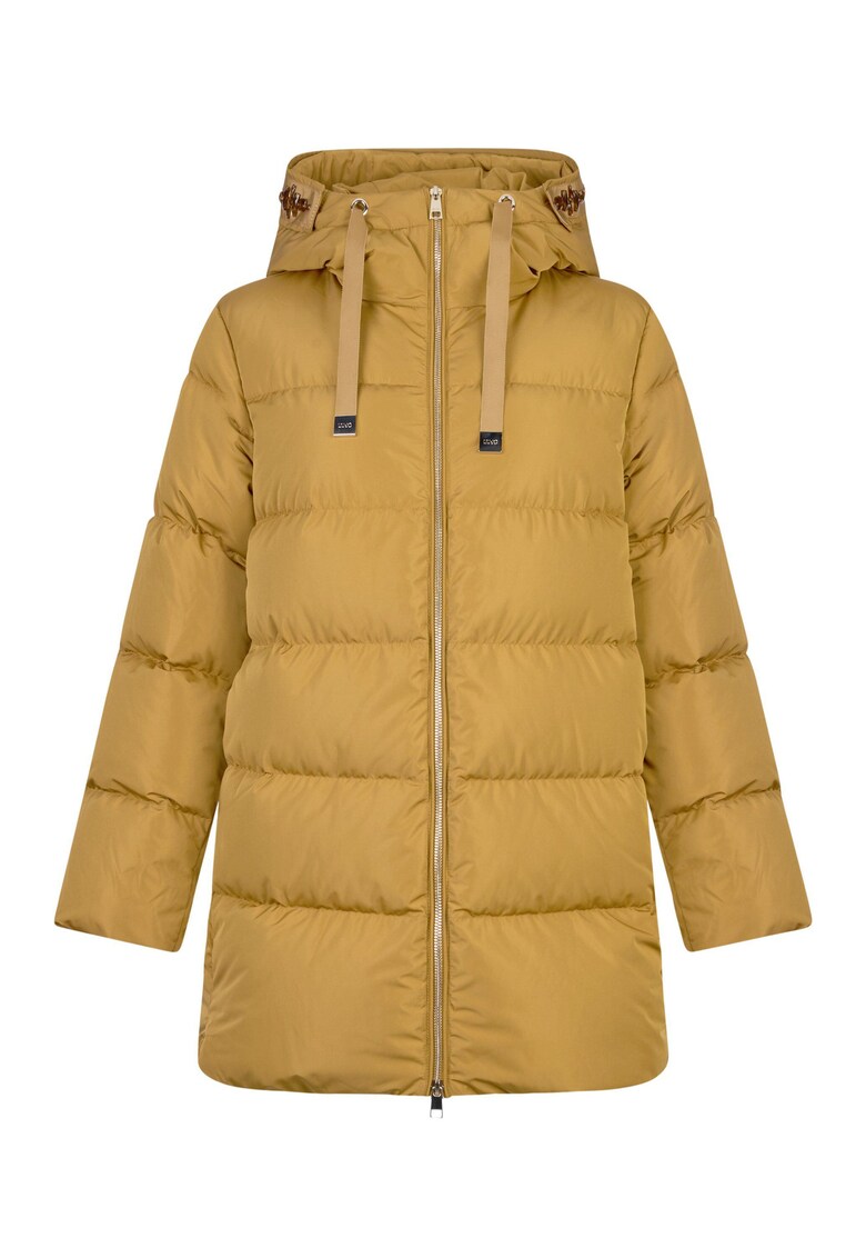 Geaca cu umplutura de puf si gluga - Galben inchis