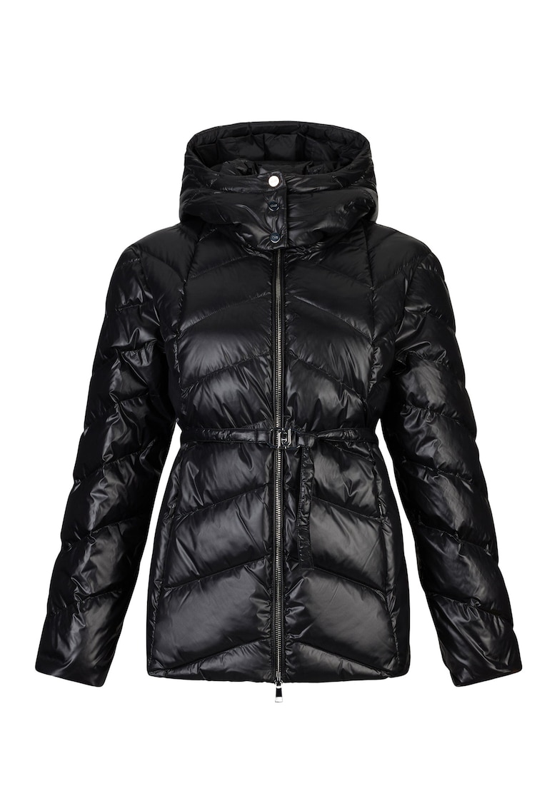 Geaca cu umplutura de puf si gluga - Negru