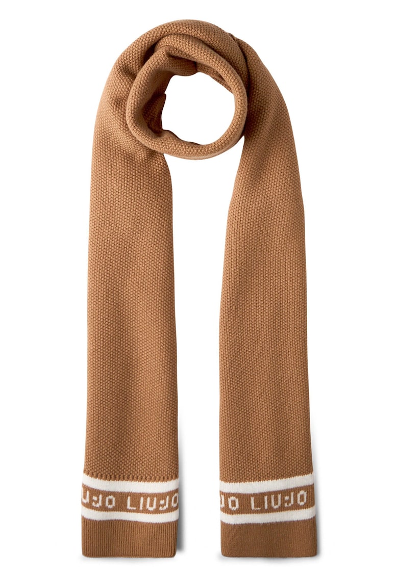 Fular tricotat cu logo - Caramel