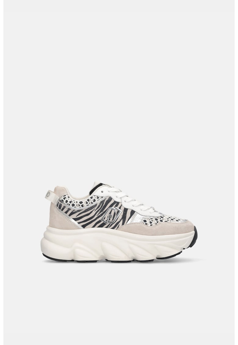 Pantofi sport cu garnituri de piele intoarsa si animal print Steffy