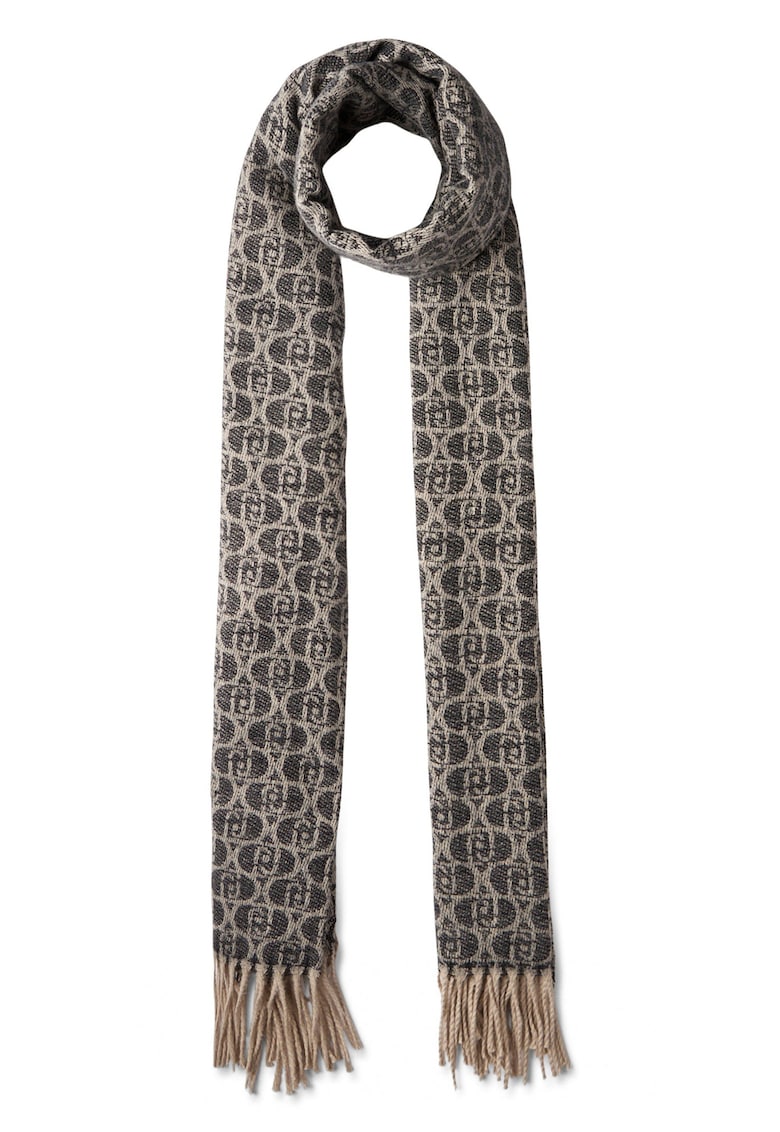 Esarfa din jacquard cu monograma - Negru/Bej deschis