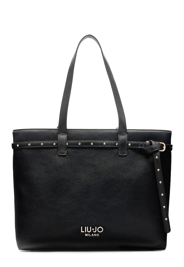 Geanta shopper cu nituri metalice - Negru