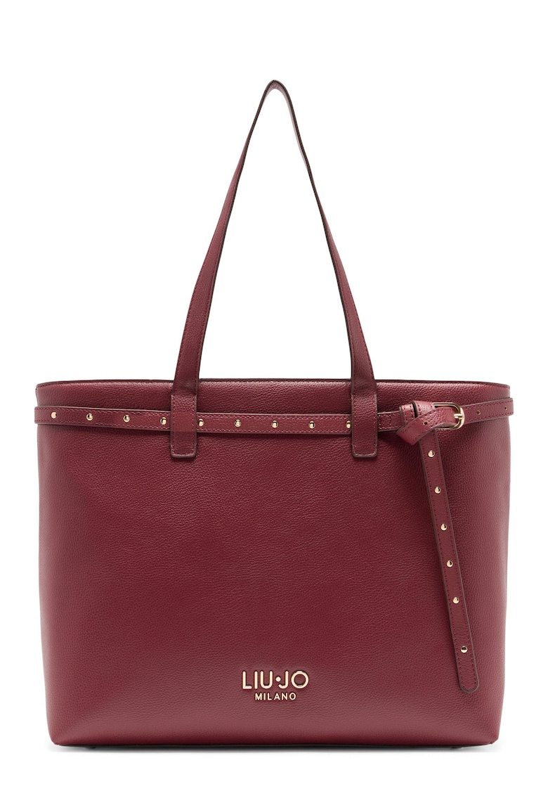 Geanta shopper cu nituri metalice - Maro cognac