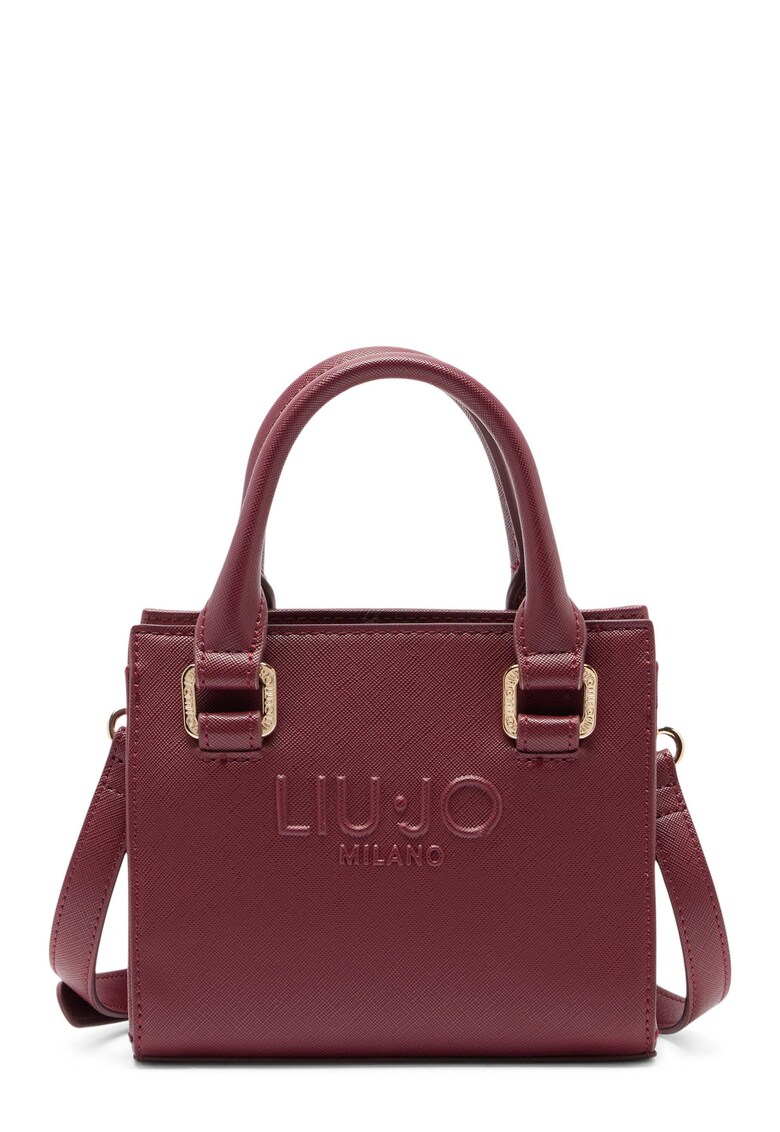 Geanta tote cu logo in relief - Rosu inchis