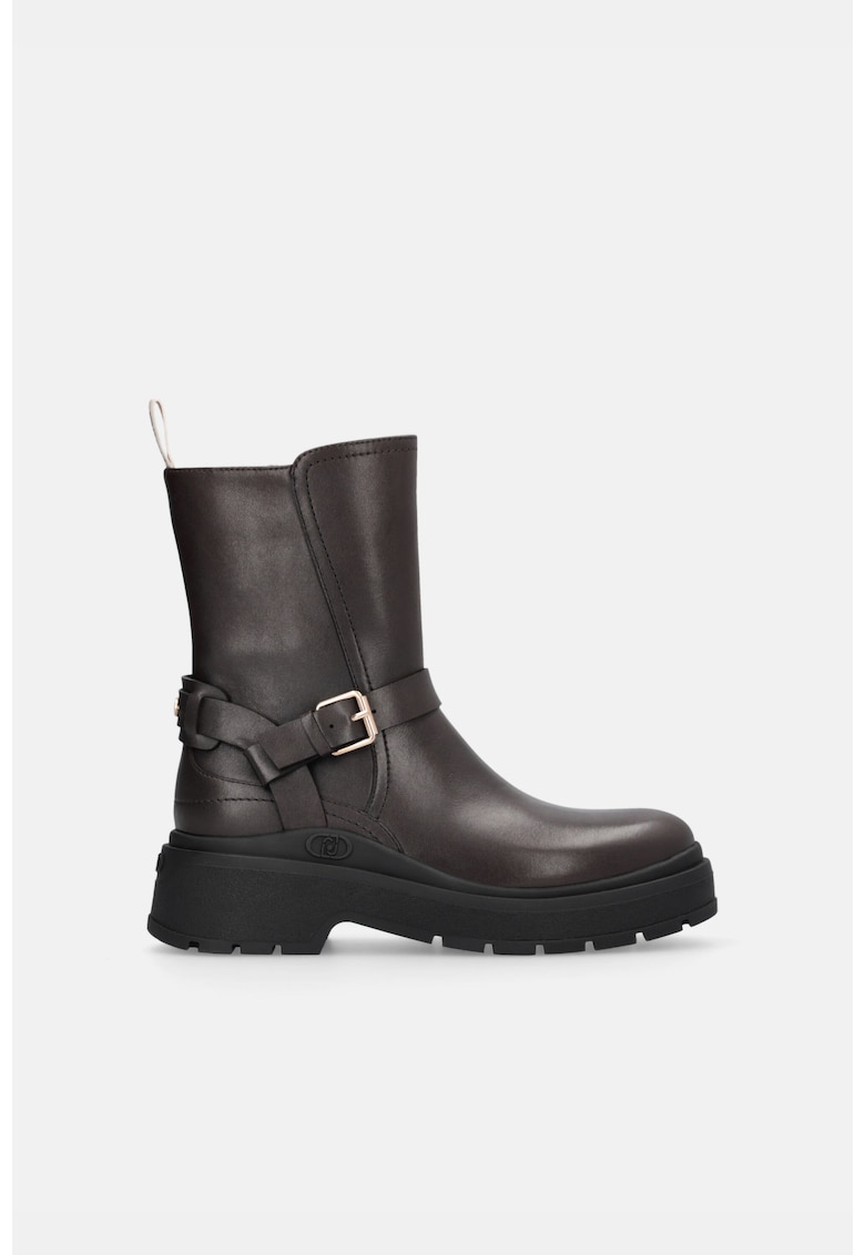 Ghete biker de piele - Maro inchis