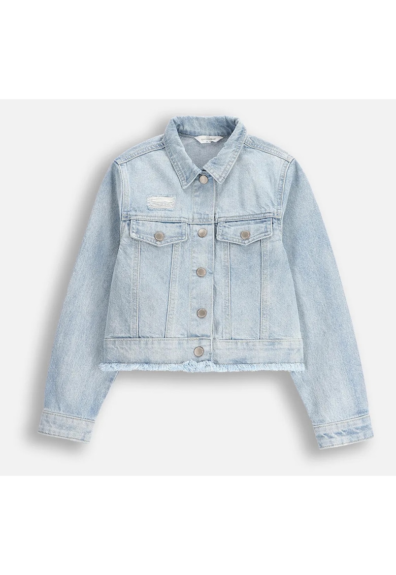 Jacheta din denim cu buzunare la piept -
