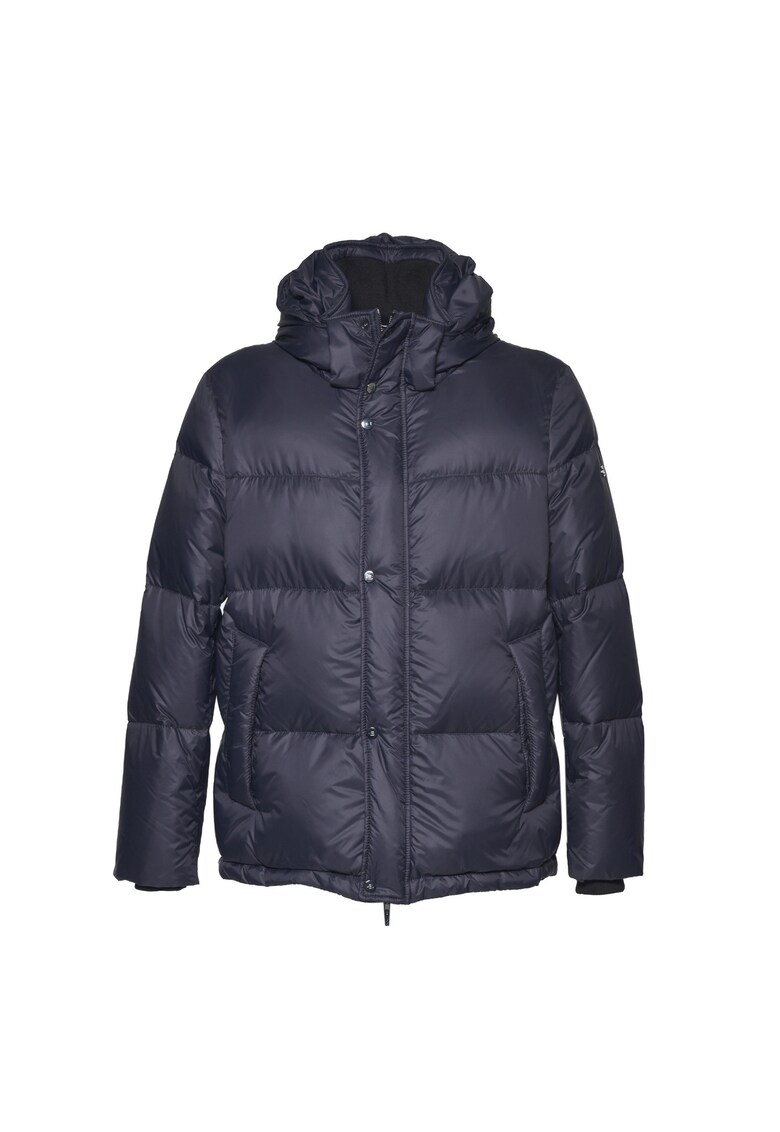 Geaca cu umplutura de puf si gluga - Albastru inchis