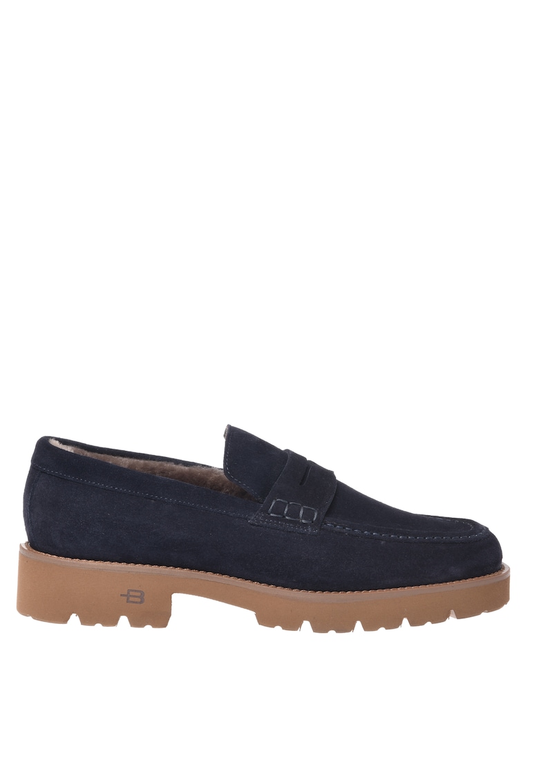 Pantofi loafer din piele intoarsa cu model uni