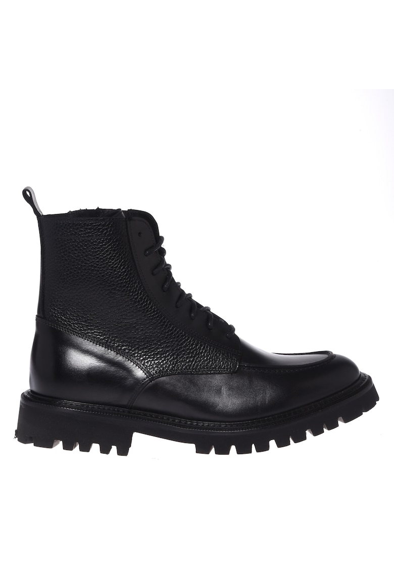 Ghete din piele cu varf rotund - Negru