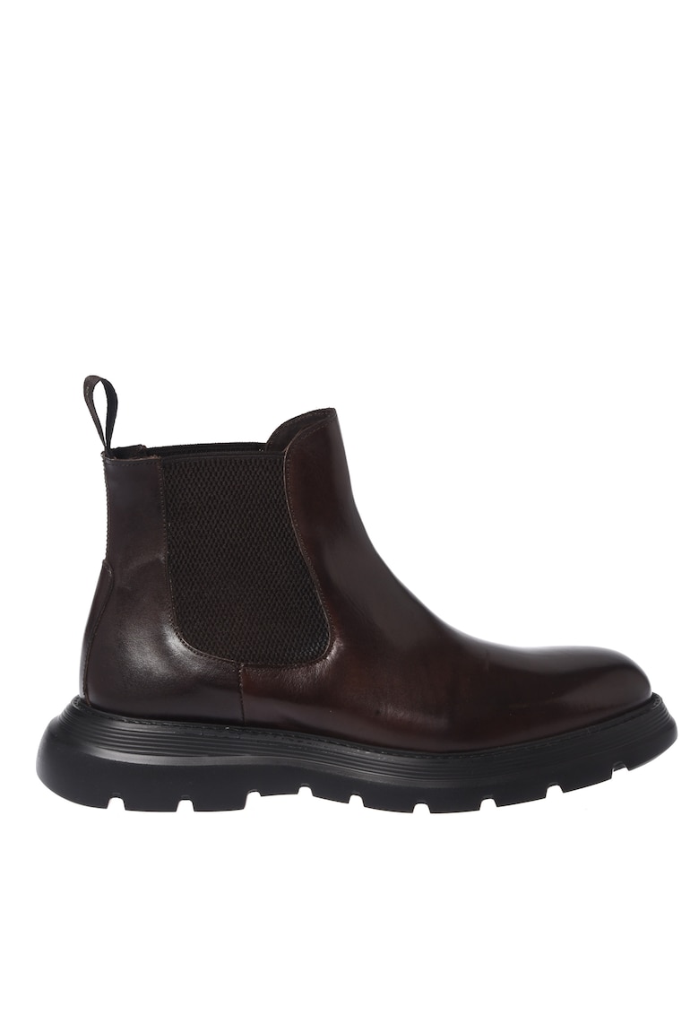 Ghete Chelsea din piele - Maro inchis
