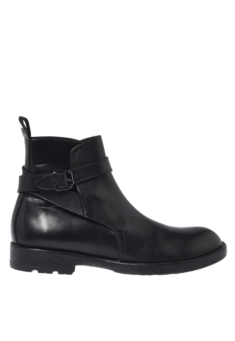 Ghete biker din piele - Negru