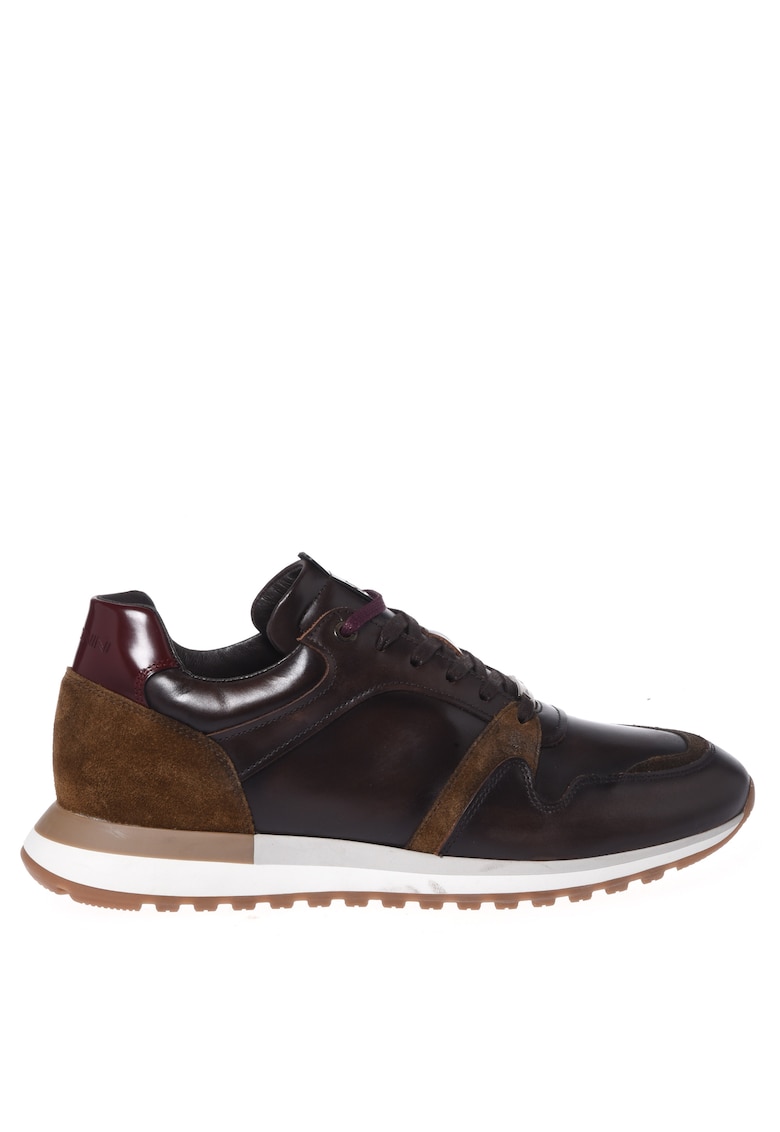 Pantofi sport cu insertii de piele intoarsa - Maro