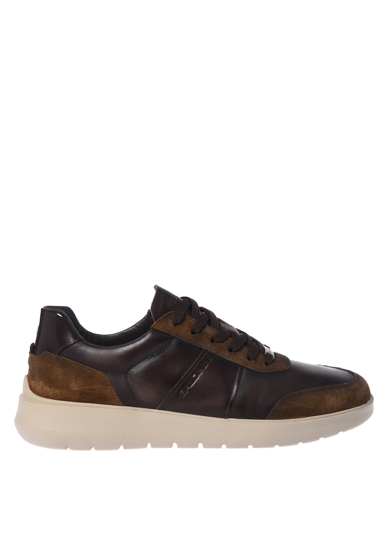 Pantofi sport din piele si piele intoarsa - Maro