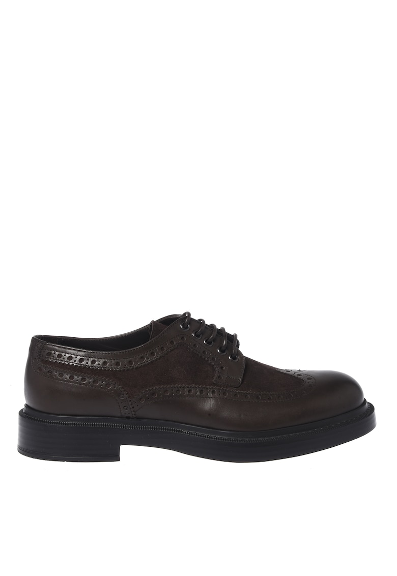 Pantofi brogue din piele si piele intoarsa