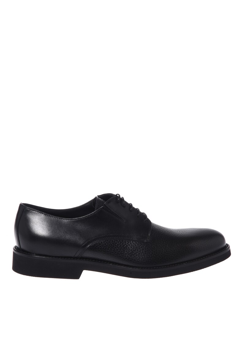 Pantofi Derby din Piele cu Aspect Texturat - Negru