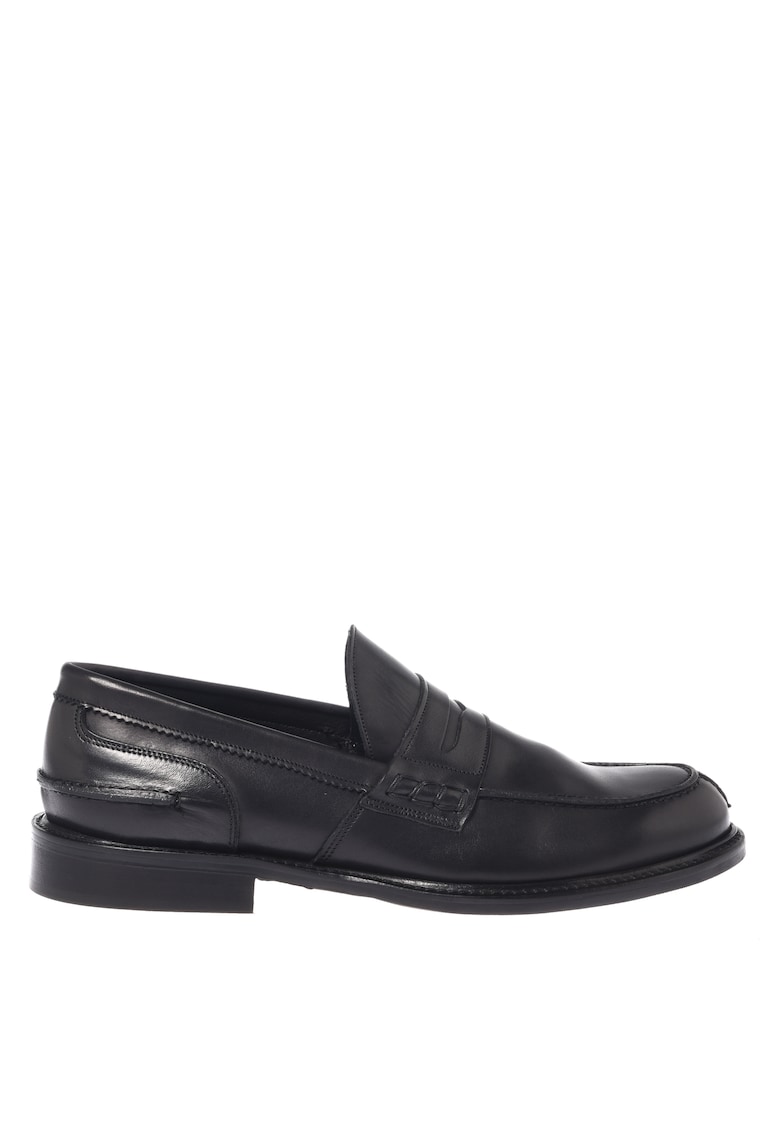 Pantofi loafer din piele cu model uni - Negru