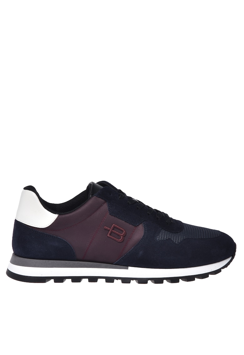 Pantofi sport flatform din piele intoarsa cu insertii din piele