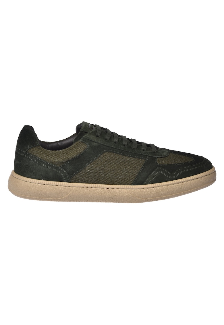 Pantofi sport low-cut cu garnituri din piele intoarsa - Verde
