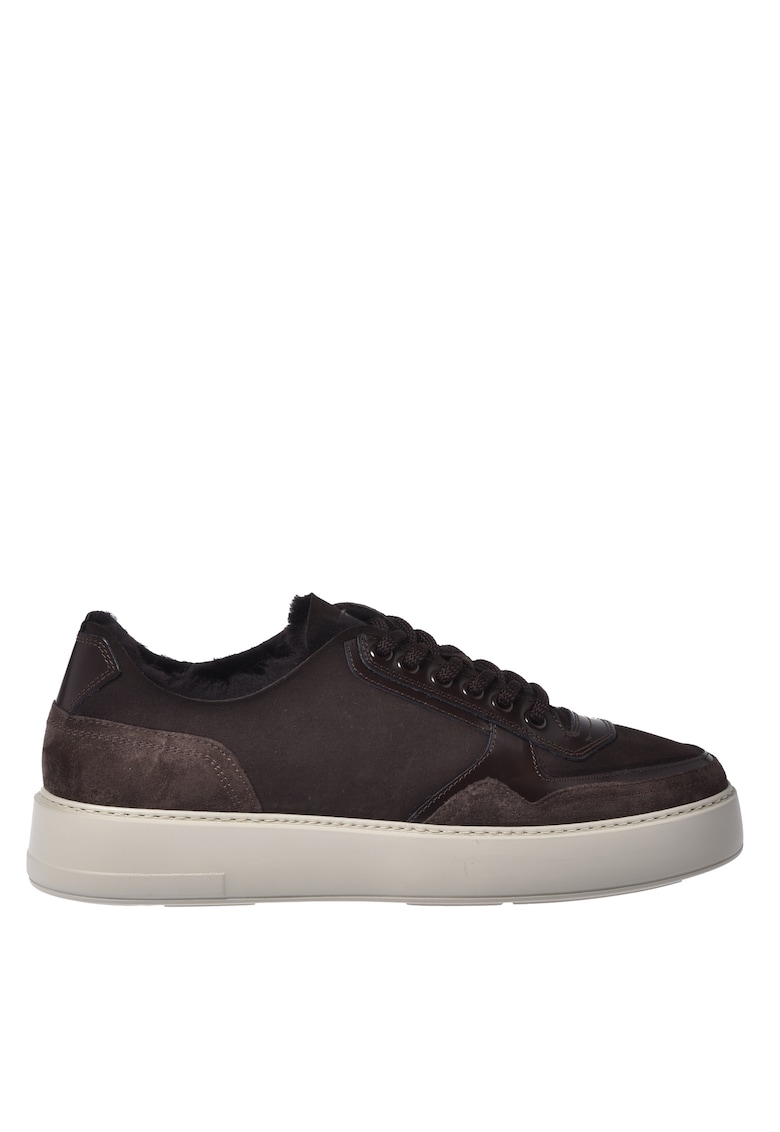 Pantofi sport din piele intoarsa si piele - Maro