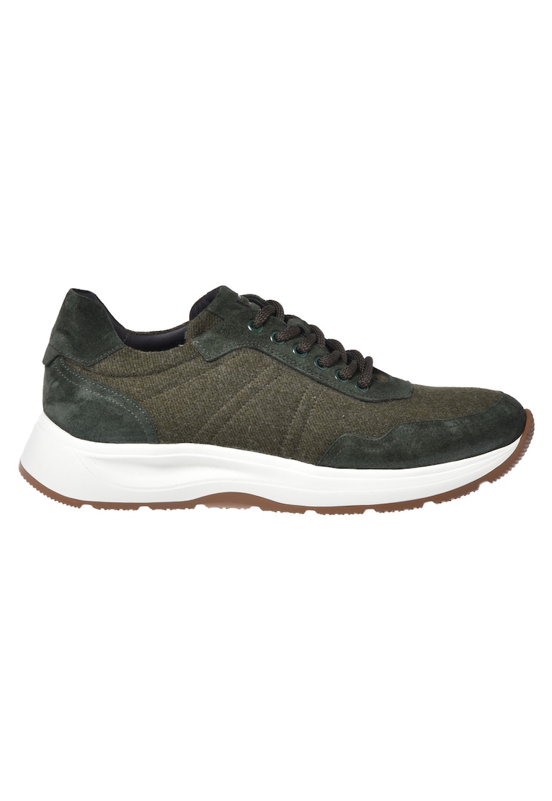 Pantofi sport wedge cu garnituri de piele intoarsa - Verde