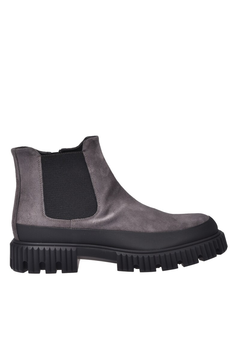Ghete Chelsea din piele intoarsa cu fermoar - Gri