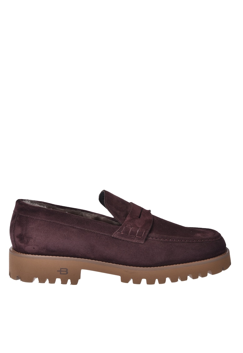 Pantofi loafer de piele intoarsa - Visiniu