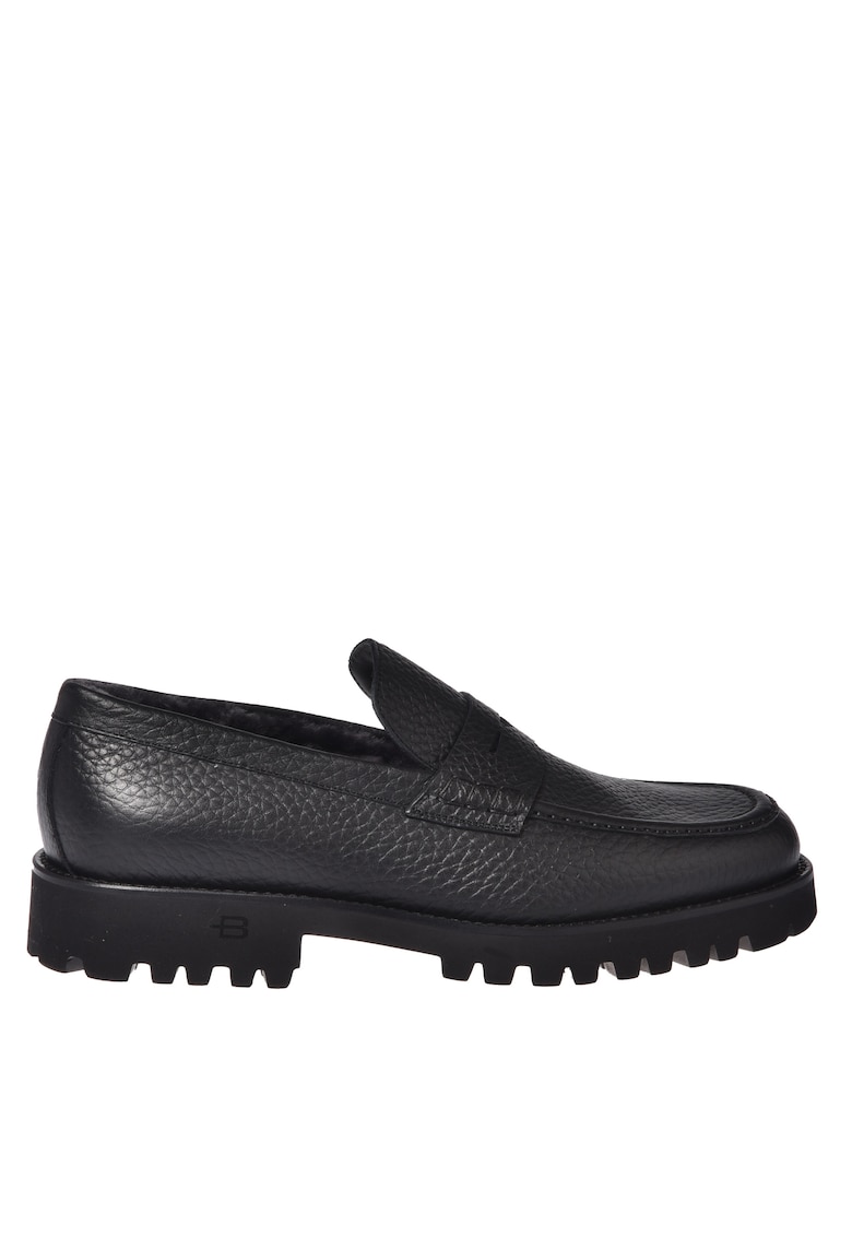 Pantofi loafer uni de piele - Negru