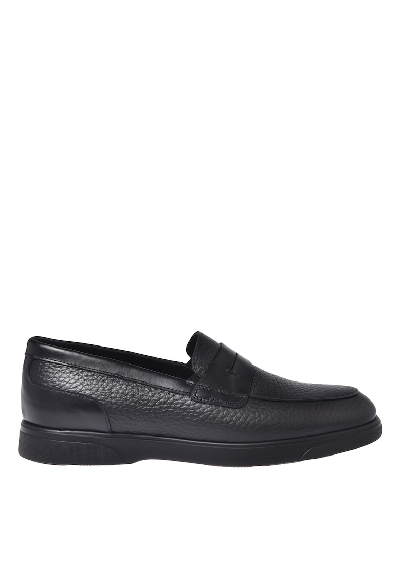 Pantofi loafer penny de piele cu aspect texturat
