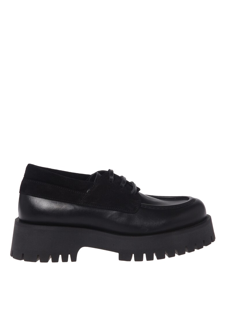 Pantofi de piele cu model uni - Negru