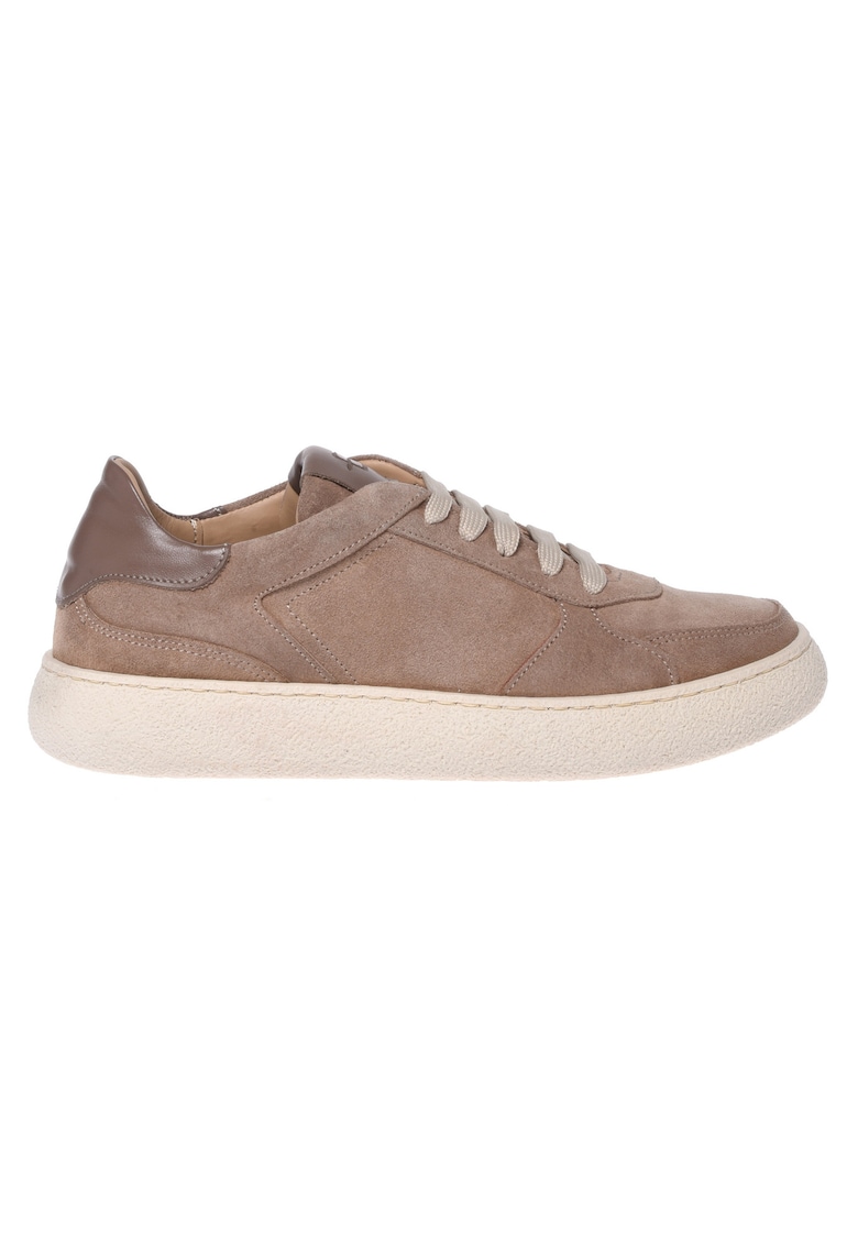 Pantofi sport flatform din piele intoarsa - Bej