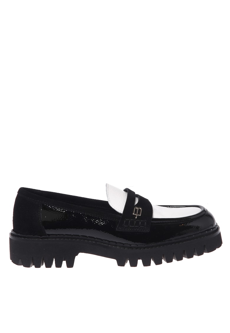 Pantofi loafer de piele cu garnituri de piele intoarsa