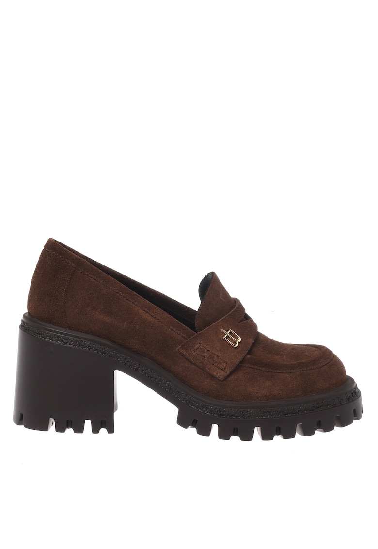 Pantofi de piele intoarsa cu toc masiv