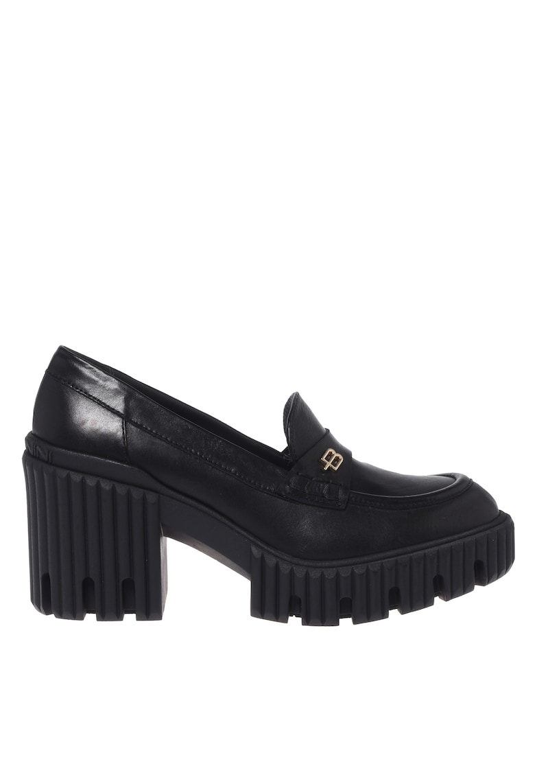 Pantofi loafer din piele cu toc masiv