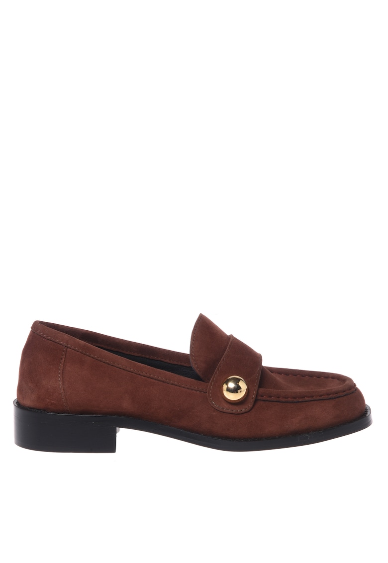 Pantofi loafer din piele intoarsa cu varf patrat