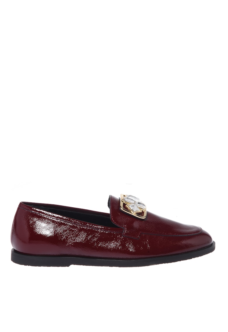 Pantofi loafer din piele lacuita - Visiniu