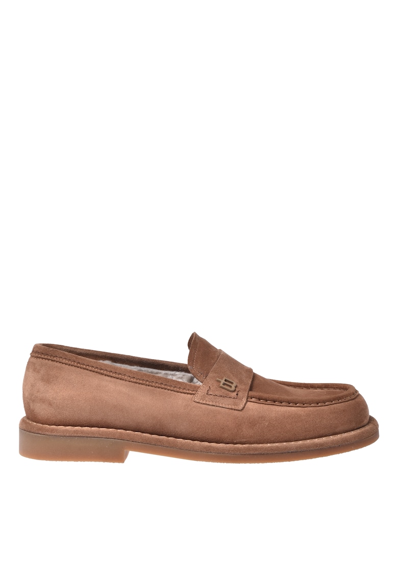 Pantofi loafer din piele intoarsa cu model uni