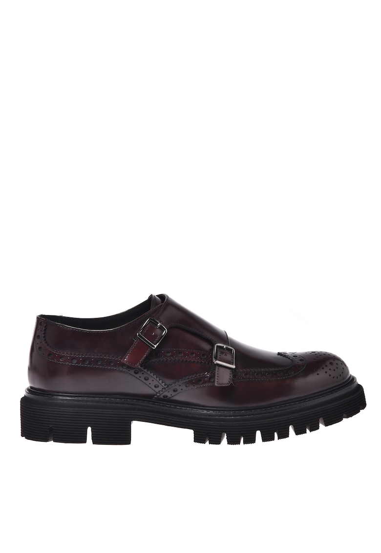 Pantofi monk brogue din piele