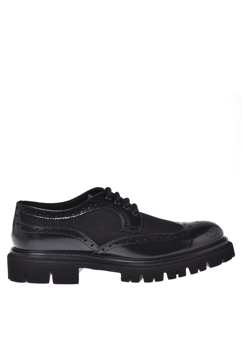 Pantofi brogue din piele si bumbac