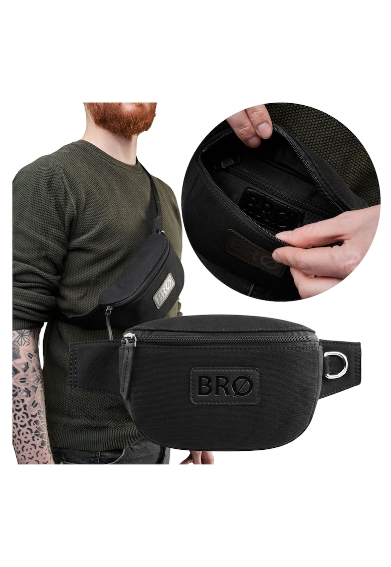 Borseta barbateasca - brødrene - g-18 - neagra - 1 compartiment - 1 buzunar interior cu fermoar - curea reglabila 85-125 cm - material panza - durabila - impermeabila - design modern - organizare