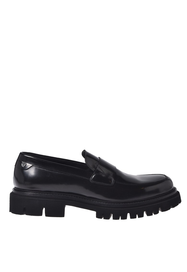 Pantofi loafer din piele cu logo - Negru