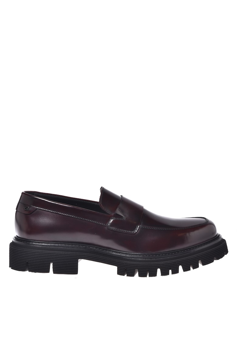 Pantofi loafer din piele cu logo - Visiniu