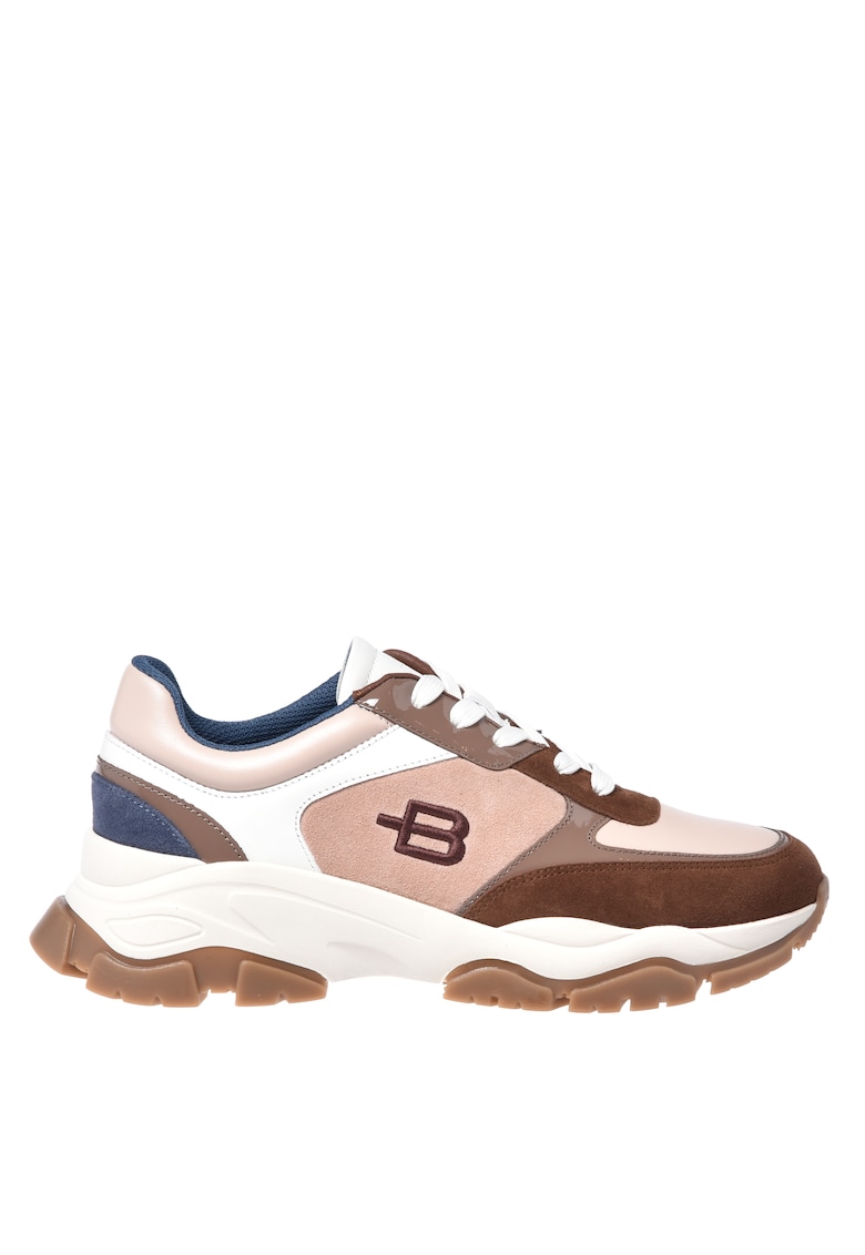 Pantofi sport din piele cu garnituri in piele intoarsa