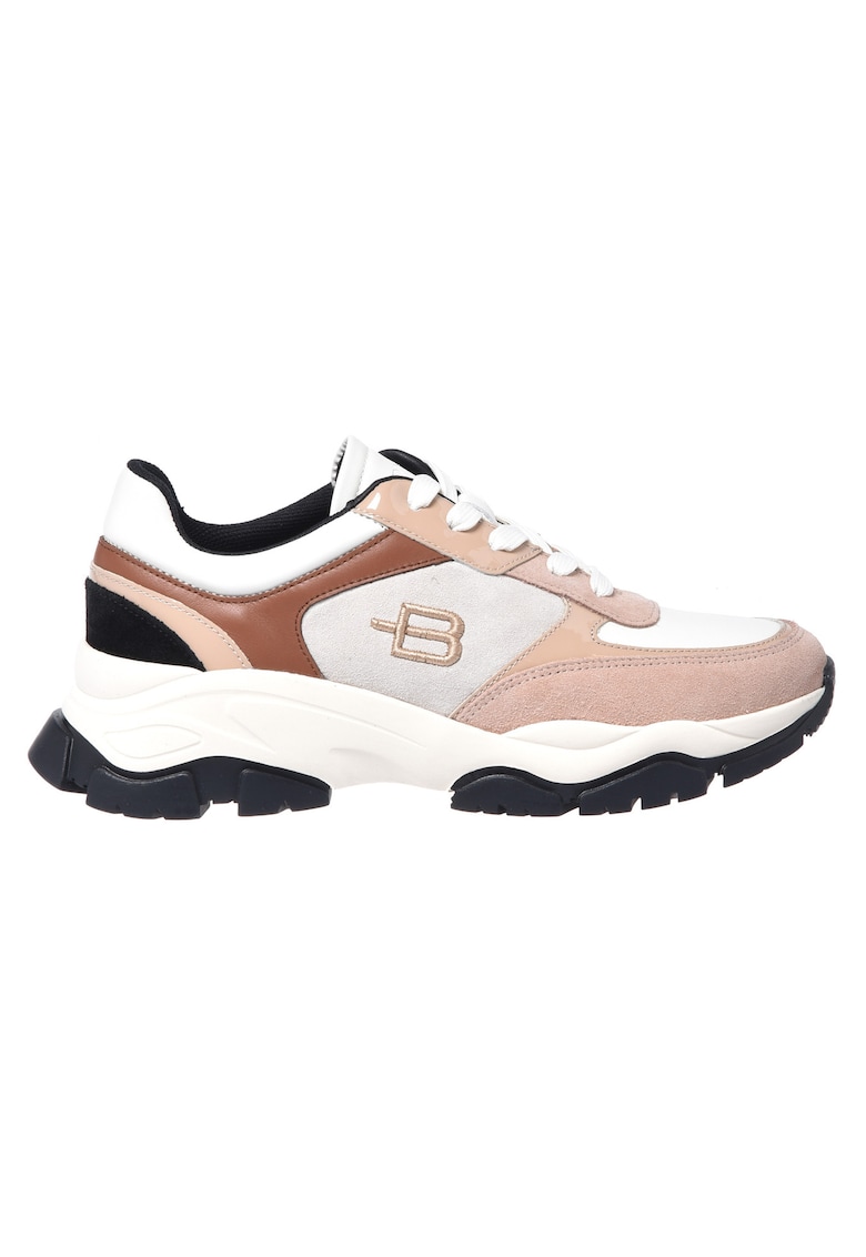 Baldinini Pantofi sport din piele cu garnituri din piele intoarsa - Crem